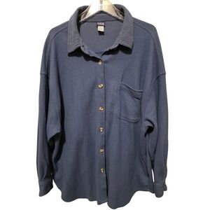 Vtg Honors Plus Size Womens Sz 26/28 Blue Textured‎ Long Sleeve Top Tunic Layer